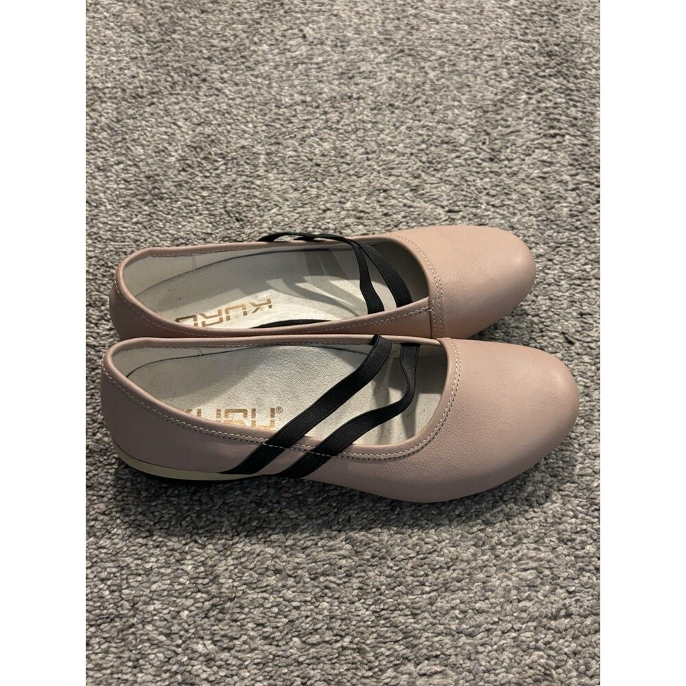 KURU Women's Blush Pink Flats with Black Elastic Straps